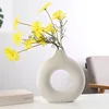Nordic Vase Circular Hollow Ceramic Donuts Flower Pot Home Living Room Decoration Accessories Interior Office Desktop Decor Gift 5