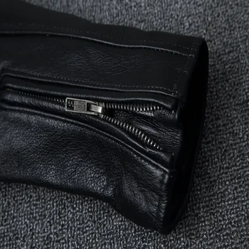 الطبقة العليا جلد البقر سليم صالح الوقوف طوق دراجة نارية دعوى الرجال سترة جلدية لينة جلد البقر سترة كبيرة الحجم الموضة - Image 5