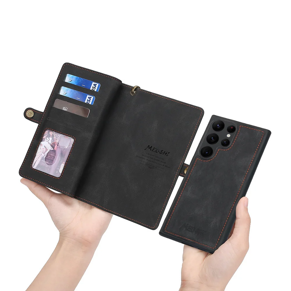Dual-Function Magnetic Detachable Leather Wallet Case and Flip Purse Cover