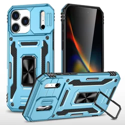 Advanced Slide Camera Case with Ring Stand and Anti - Fall Protection - iPhone 15 Pro (Sky Blue)