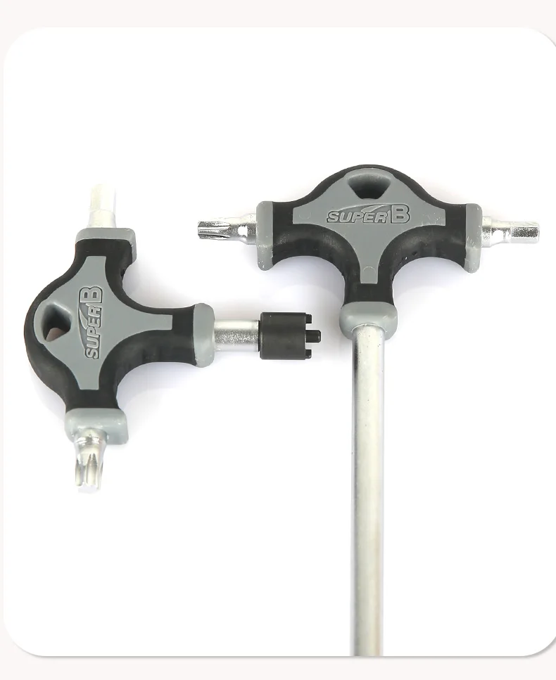Super B Fahrradreparaturwerkzeug T-förmiger Schraubenschlüssel Kettenblatt-Mutternschlüssel Torx 30 Sechskant 5 mm / Torx 40 Sechskant 6 mm MTB Rennrad Kurbelgarniturschlüssel – Detail 16