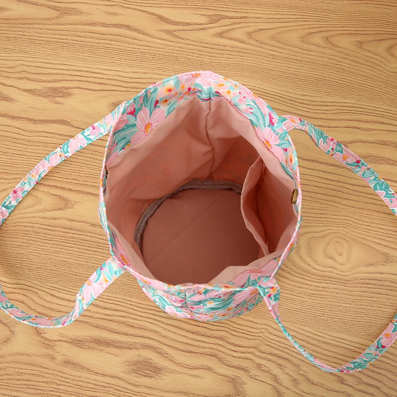 2PCS Fashion New Ladies Printing Shoulder Bag Daily Shopping Party Snacks Fruit Bag Large Capacity Tote Round Bucket Small Handb