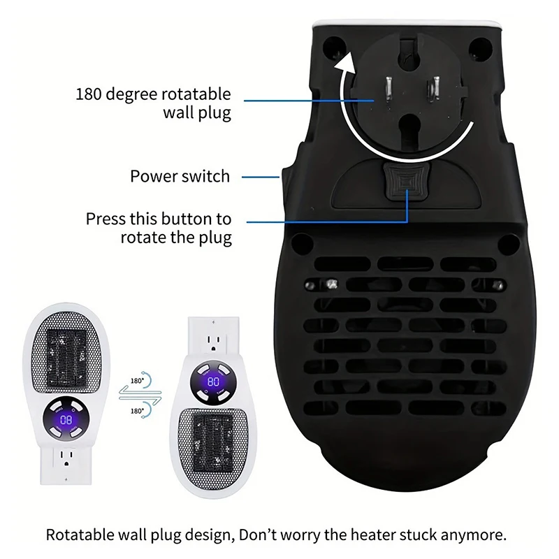 Portable Heater Electric Heater Plug-in Room Home Appliance Heating Furnace Mini Radiator Remote Heating 500W