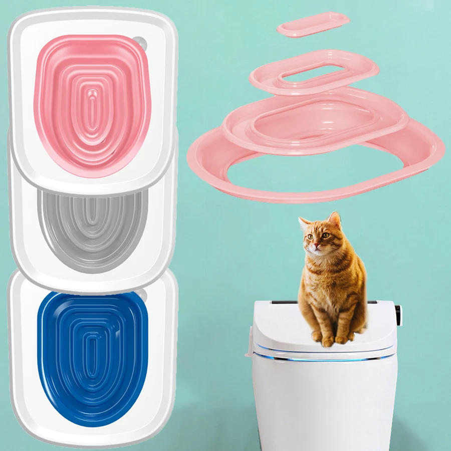 Cat Toilet Trainer Reusable Pet Cats Plastic Toilet Trainer Cat Toilet Training Kit Pets Litter Cleaning Tray Mat Cat Use Training Products