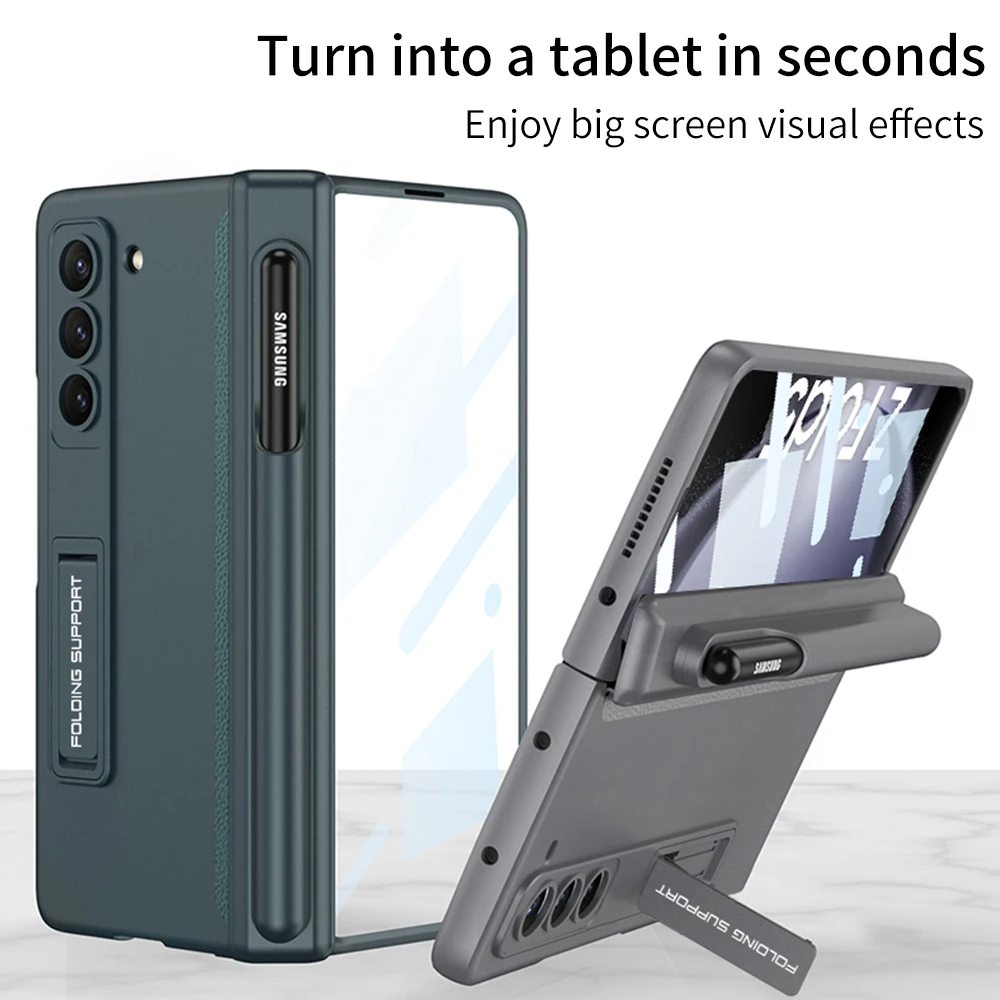 Magnetische Halterung Stift Halter Telefon Fall Für Samsung Galaxy Z Fold 5 5G Fall Kamera Bildschirm Schutz Abdeckung Stoßfest_voghion.com