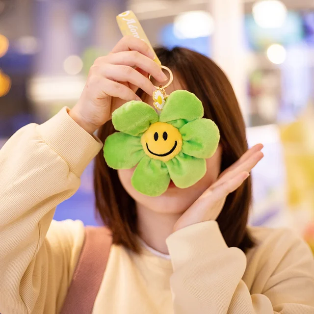 15cm Cute Smiley Flower Pendant Japanese Style Plush Toy Kawaii Flowers Doll Bag Pendant Keychain Home Decor Gifts Child Girl 5