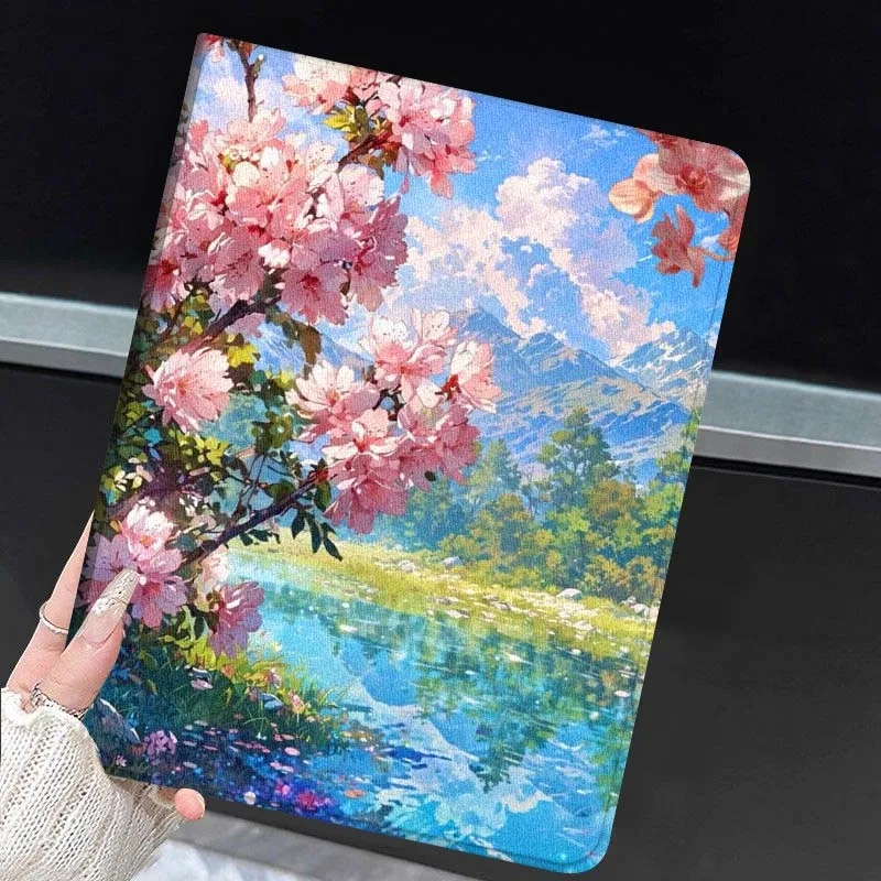 Pink Cherry Blossom Lake View Soft Tablet Case