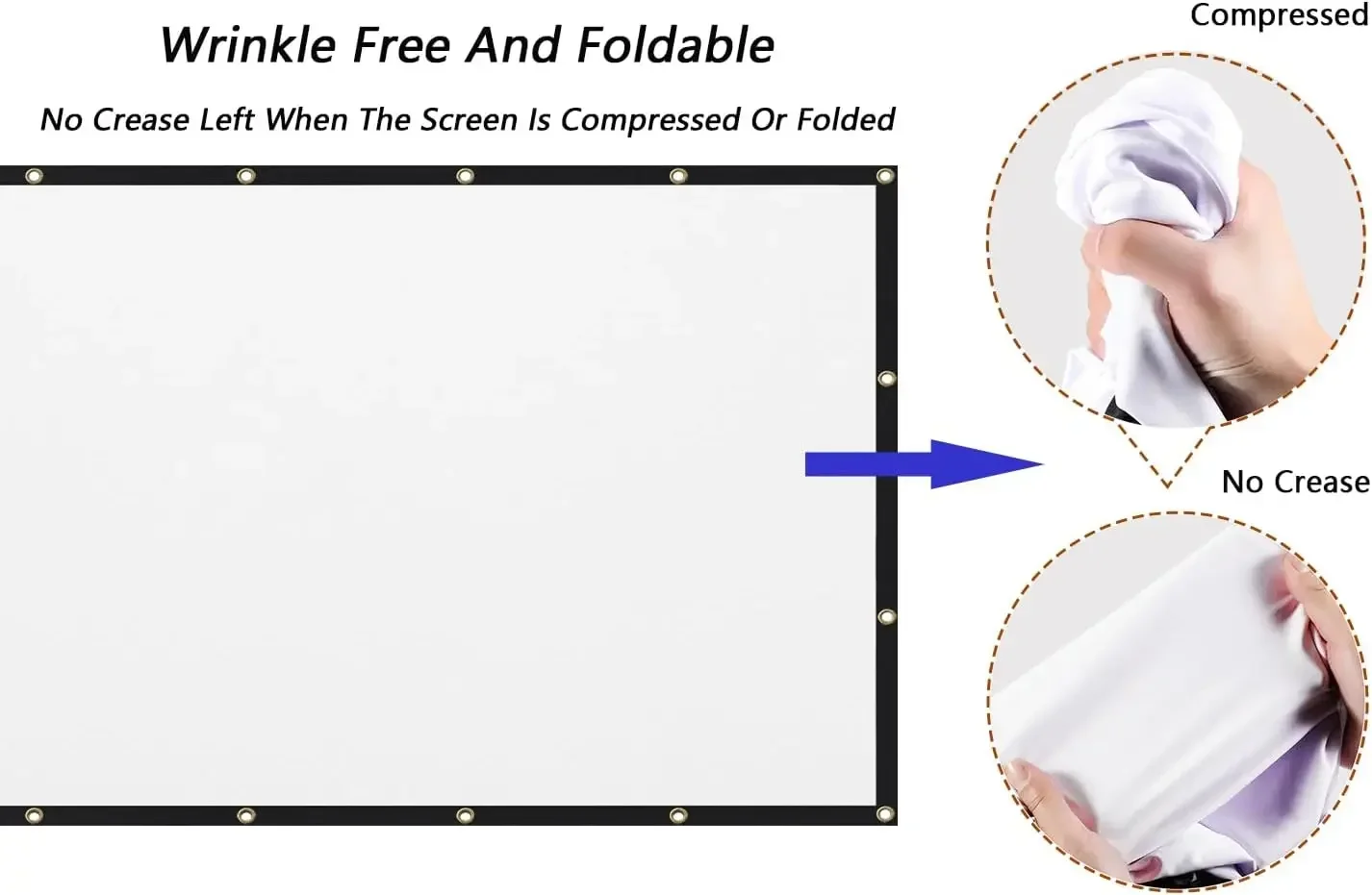 Projector Screen 16:9 Foldable Wrinkle Free Home Theater Outdoor Double Sided