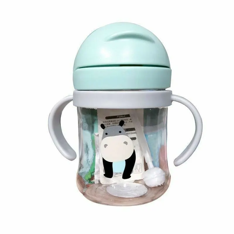어린이 물병 250ml 누수 방지 빨대컵, 중력볼 빨대와 넓은 입구, 용 컵, 자동 밀봉 빨대컵