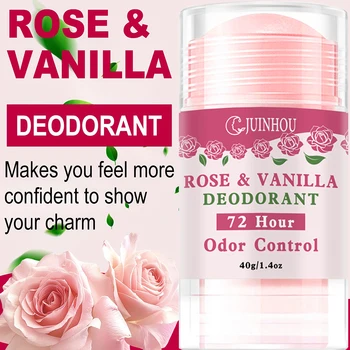 JUINHOU Rose Fragrance Deodorant Stick Moisturizing Antiperspirant Odor Odor-Free All Day for Women Men Small and Portable 1