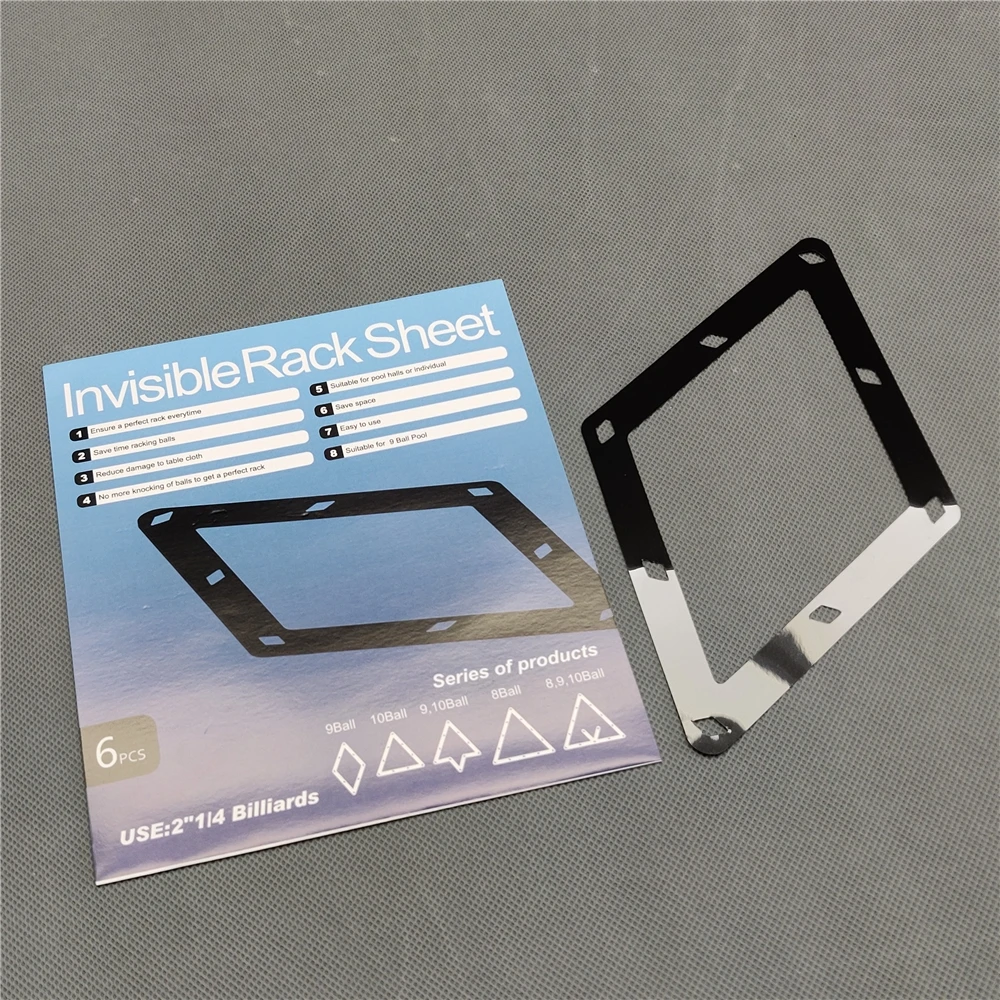 Invisible Rack Sheet 9 Ball Pool Game 6pcs Rack 9 Ball 2" 1/4 Billiards Combo Pack Plastic Rack Sheet Billiards Accessories