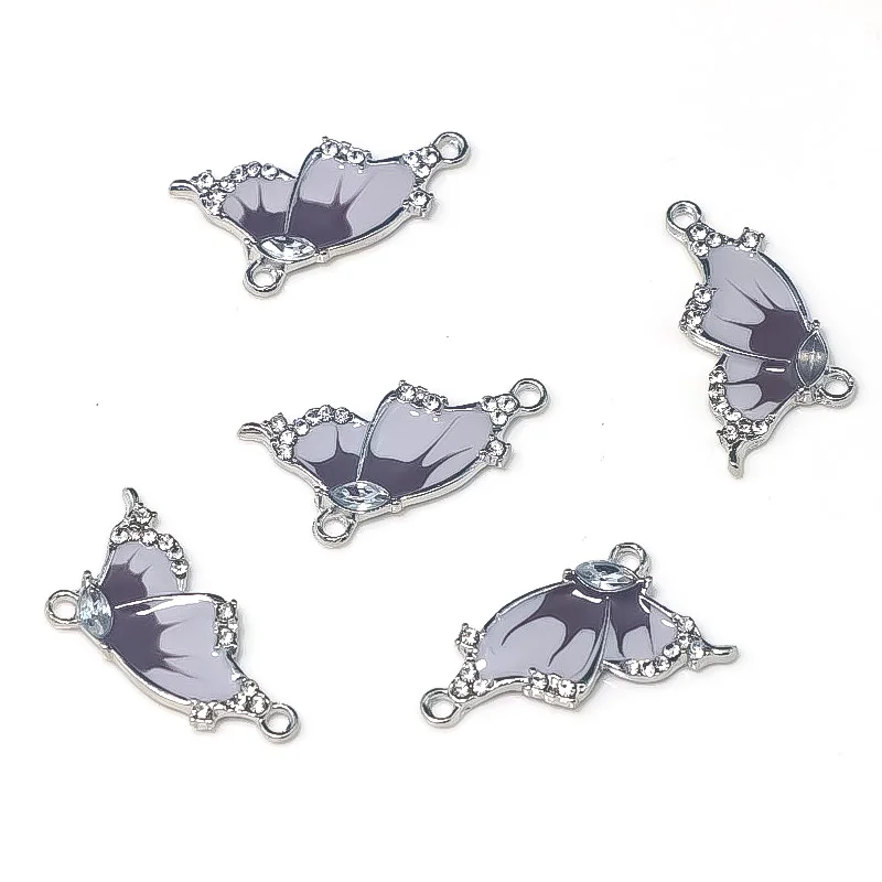 

WZNB 5Pcs Enamel Butterfly Charms Moth Alloy Pendant Connector for Diy Jewelry Making DIY Necklaces Bracelet Accessories