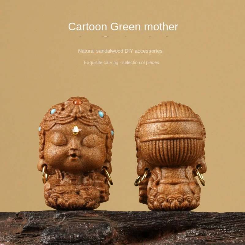 

Cartoon Wood Carving Small Ornaments Home Decoration Accessories Figurines Crafts Car Gift Memorial Pendant Carving Green Mother