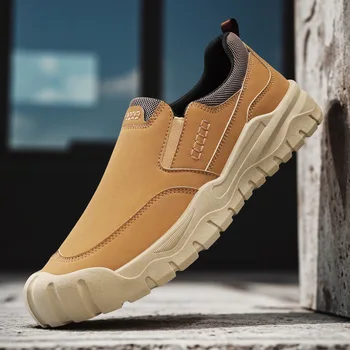 Classic Outdoor Hiking Men's Sneakers Trekking Shoes Slip-On Loafers Non-Slip Hard Grip Trail Walking Camping Casual Men Shoes