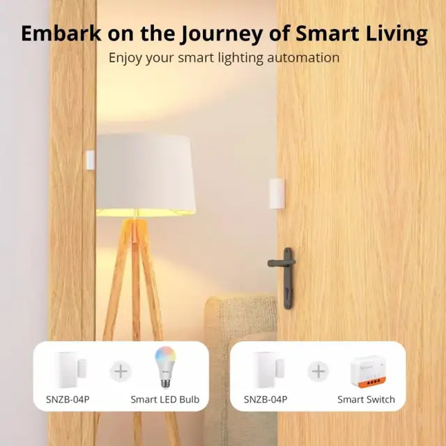 SONOFF SNZB-04P Zigbee Door Window Sensor Local Smart Scene Linkage Tamper Alert Home Security Works with Alexa Google Alice 3