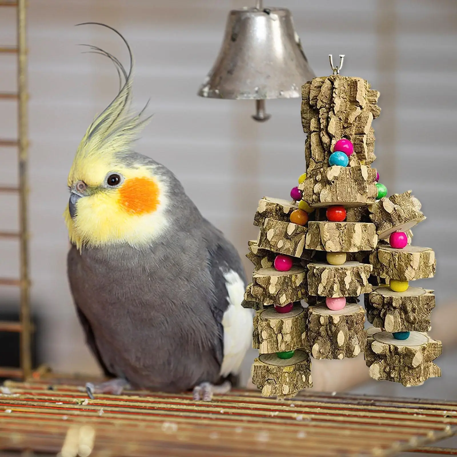 Large Bird Parrot Toy Cage Natural Wooden Blocks Bird Chewing Toy Parrot Cage Bite Macaws Cockatoos Accessoires parrot toy bird toy