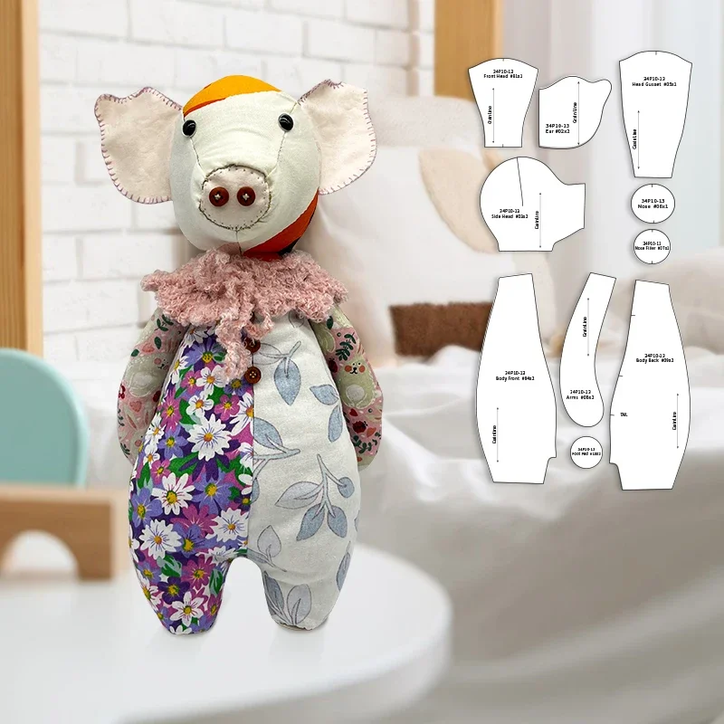 NUBECOM 10PCS DIY Pig Shaped Acrylic Stencil Handmade Memory Pig Quilting Template Doll Sewing Tool Gifts Decor With Instruction