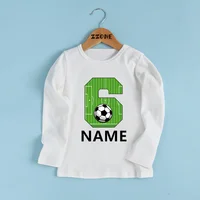 Football Number Birthday Kids T shirt 1 2 3 4 5 6 7 8 9 Years Customize Name Soccer Boys T-shirts Baby Girls Long Sleeve Clothes 2
