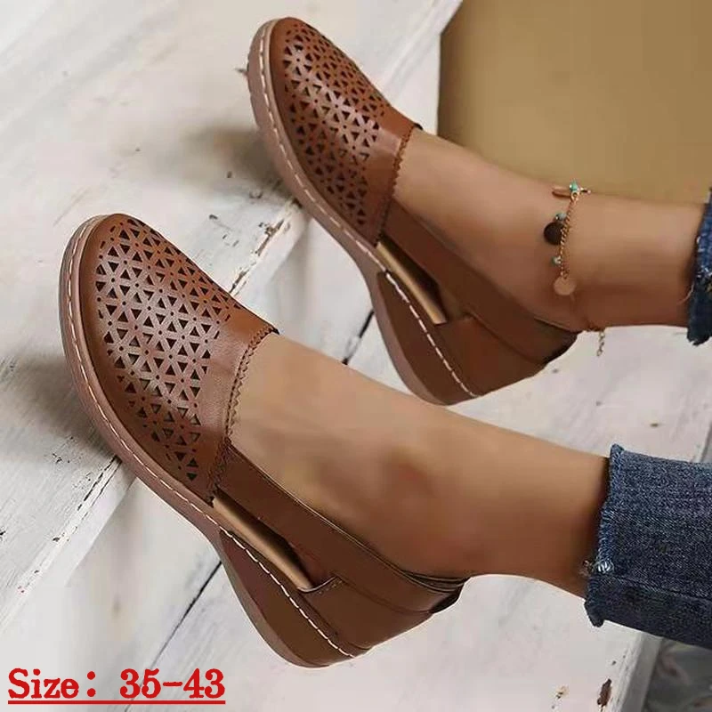 Women Sandals Wedges Orthopedic Hollow Out Slip on Vintage