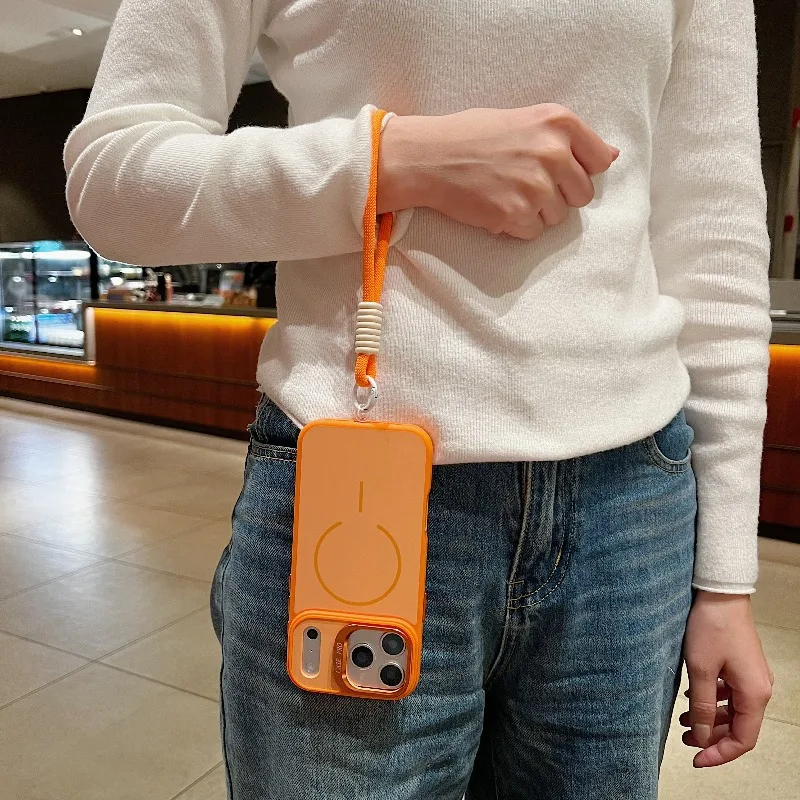 Luxury Fashion Lanyard with Metal Camera Stand & Magnetic Phone Case