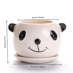 Succulent Cartoon Ceramic Flowerpot - Lightweight, Breathable, and Creative Design (White Bear)