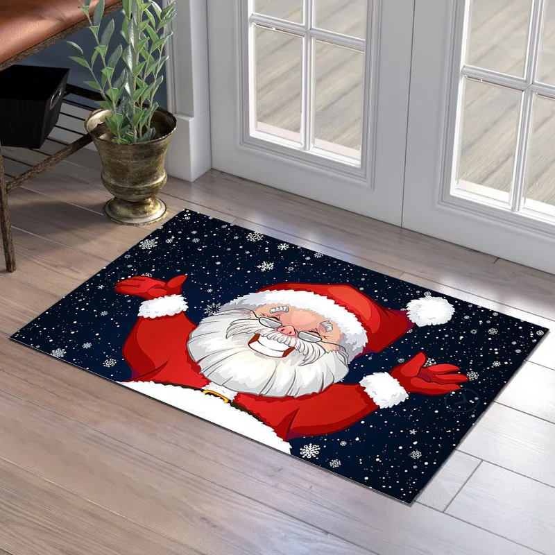 Christmas Ambience Floor Mat, Colorful Pattern Piecing Rug, Non