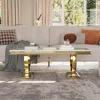 White and Gold Rectangle Living Room Tea Table, Elegant Coffee Tables for Living Room, Coffee table 2