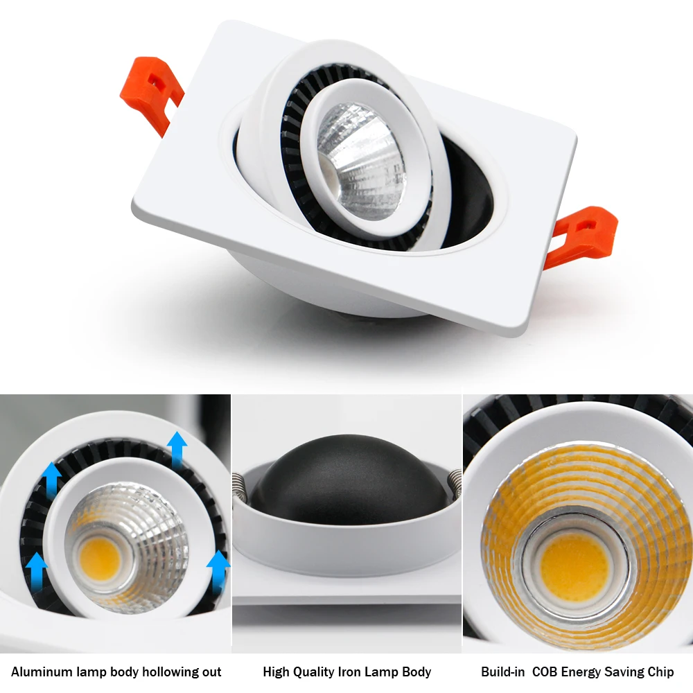 LED Downlight Recessed Ceiling Lights 360 Rotate Double/Single Headed Dimmable COB Spotlights For Indoor Lighting led downlight recessed ceiling spotlight ceiling lamps