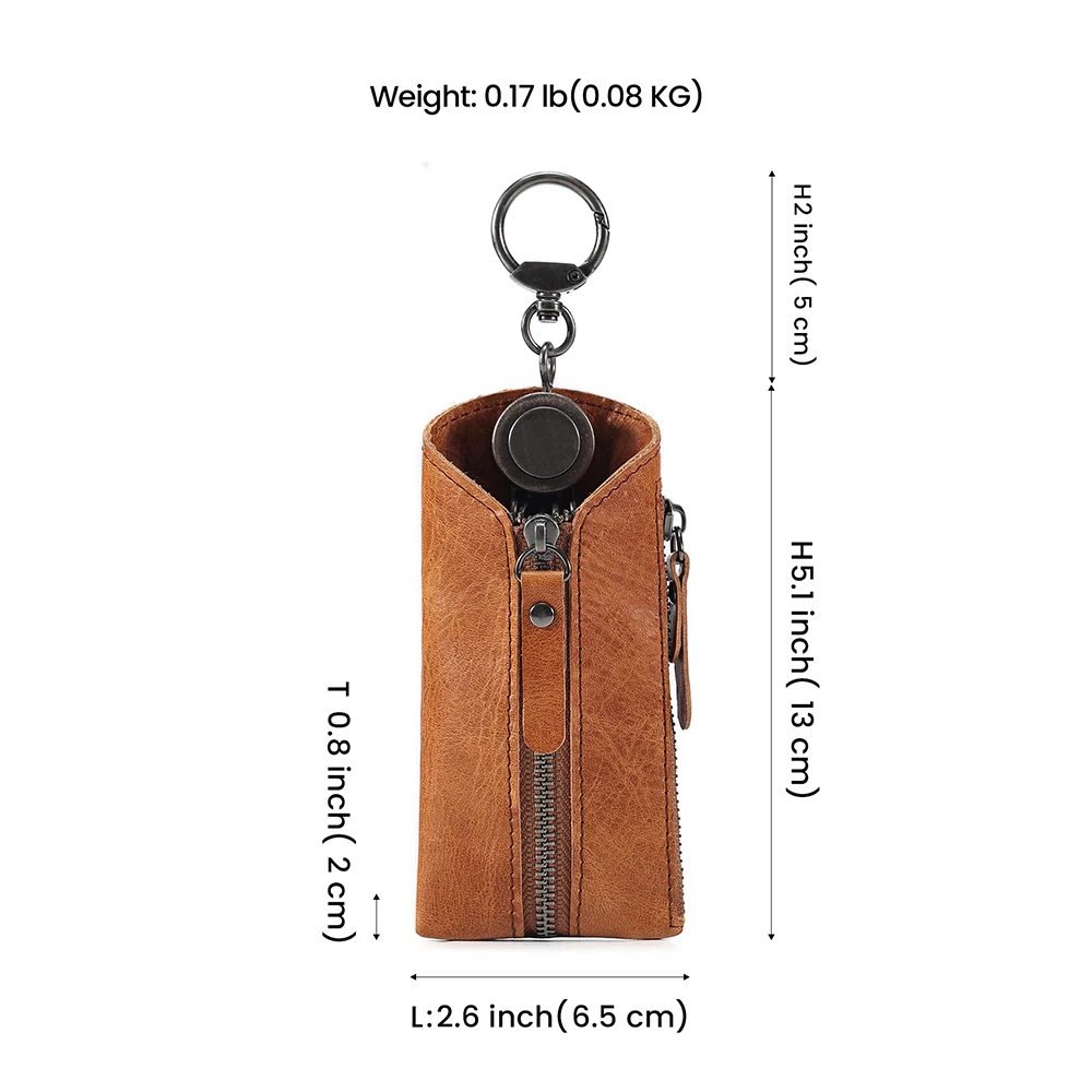 100% Genuine Leather Key Wallet Vintage Men Car Key Holder Zipper Keys Case Top Quality Male Man Housekeeper Keys Organizer Case