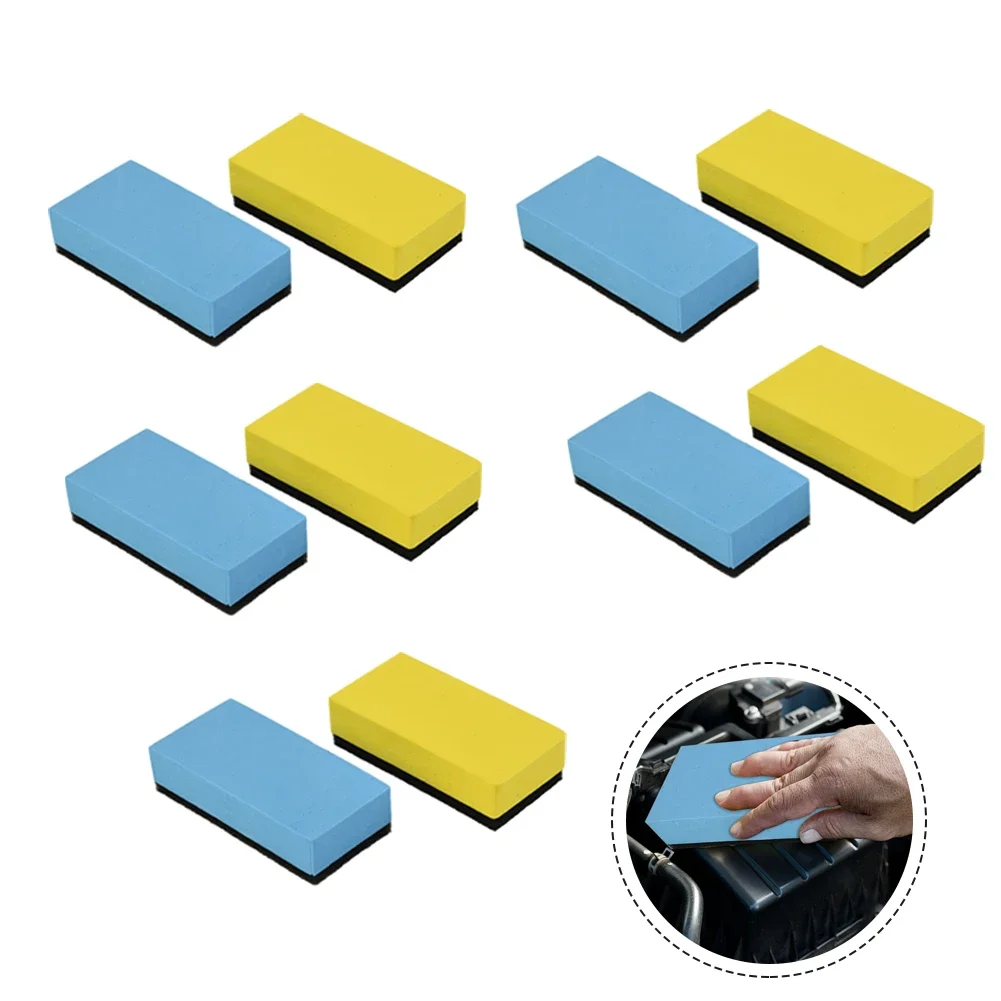 

10Pcs Car Ceramic Coating EVA Sponge New And High Quality Yellow Blue Nano Wax Pad For Car Auto Waxing Polishing Accessories
