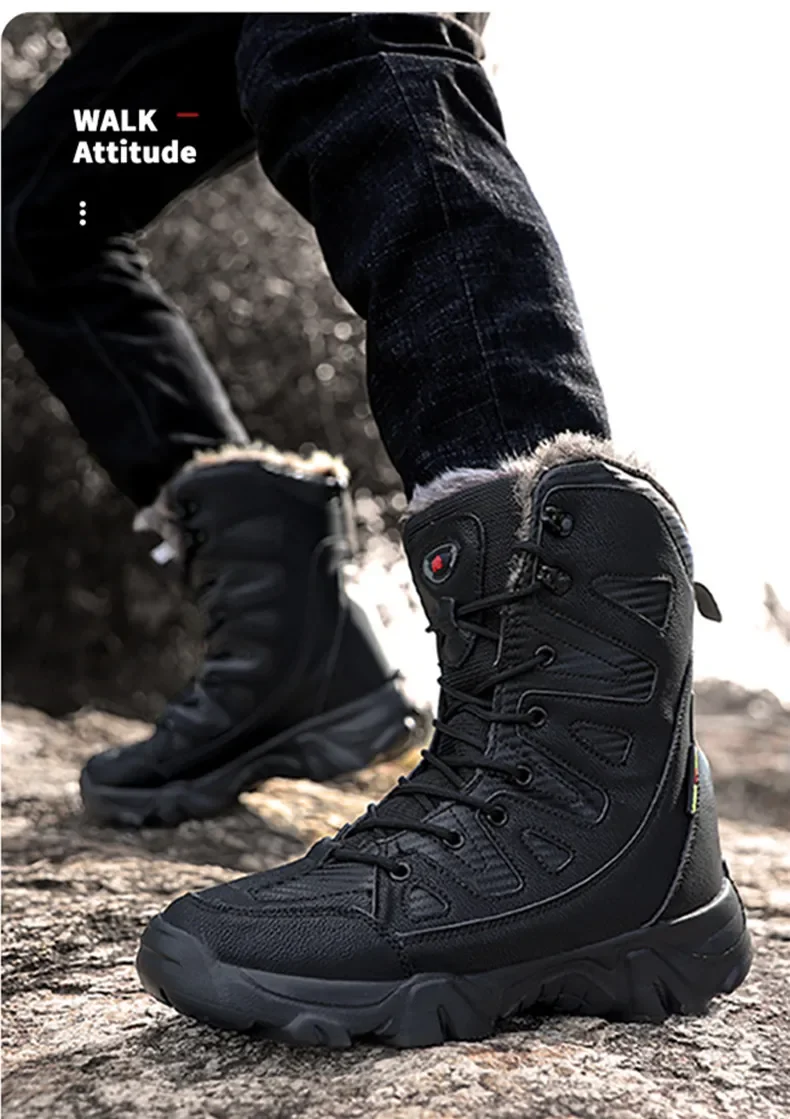 Winter Wasserdicht Männer Stiefel Plüsch Super Warm Schnee Stiefel Männer Turnschuhe Stiefeletten Outdoor herren Wüste Stiefel Botas Hombre – Detail 2
