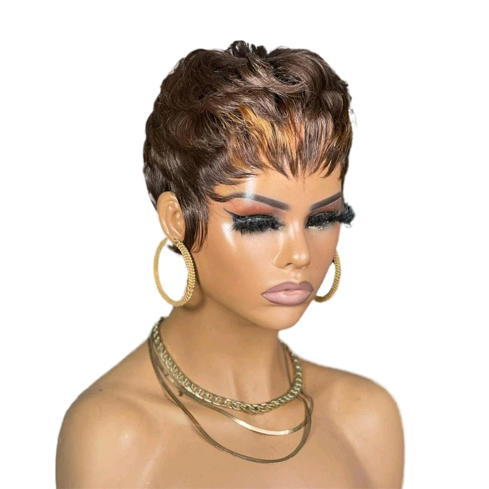Human Hair Wig Short Straight Human Hair Wigs Pixie Cut Short Bob Wigs For Women Full Machine Made Brazilian human hair wigs