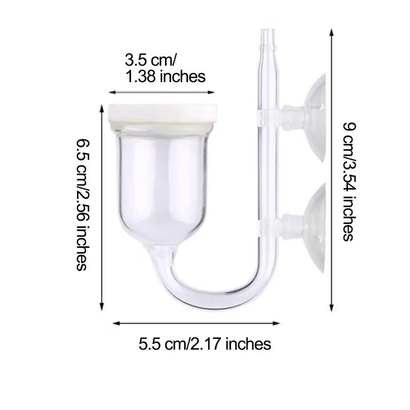 Glass Oxygen Refiner Aquarium CO2 Diffuser Air Stone Fish Tank Bubble Diffuser with 2 Suction Cup 1Stop Valve 1 Regulating Valve 6