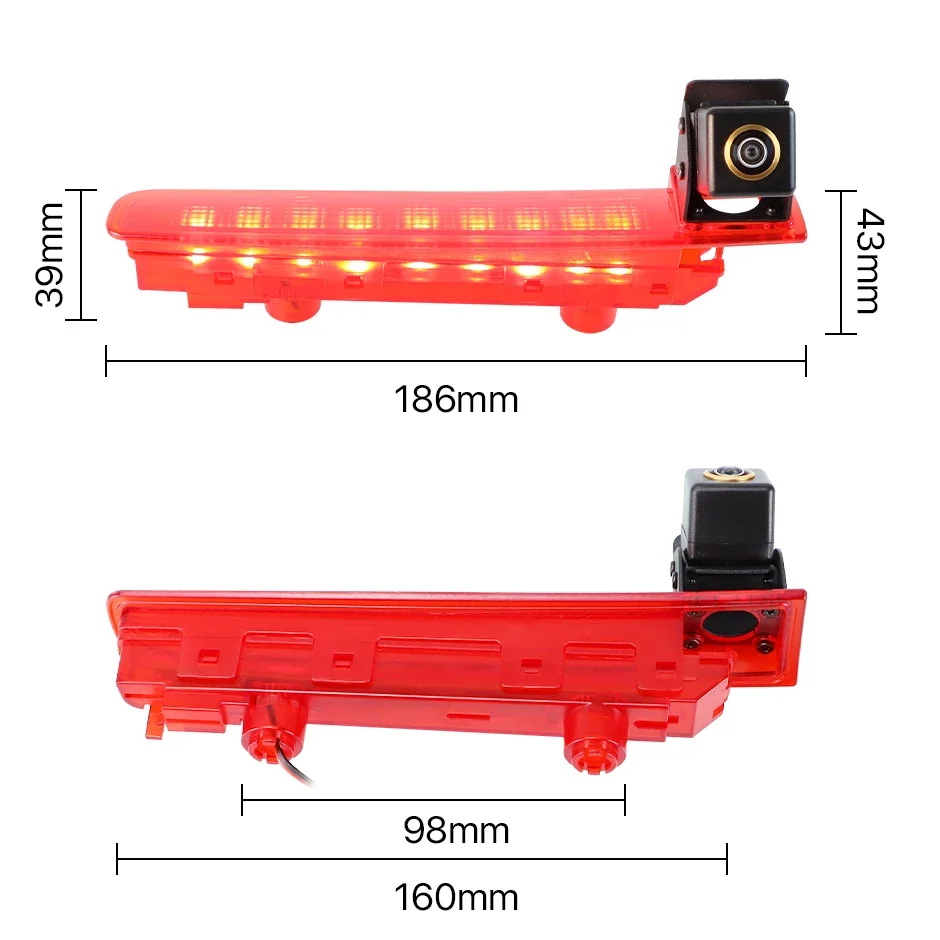 VW 트랜스포터 T5 T6 밴 2010 2019 AHD 1080P 170용 Ownice ° 피쉬아이 렌즈 LED 브레이크 라이트 차량 후방 카메라