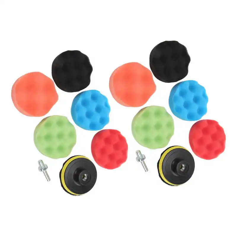 

2 Set Car Polishing Sponge 3in 5 Colors Sponge Pad with Electric Drill Connecting Rod for Cars Cleaning Pad