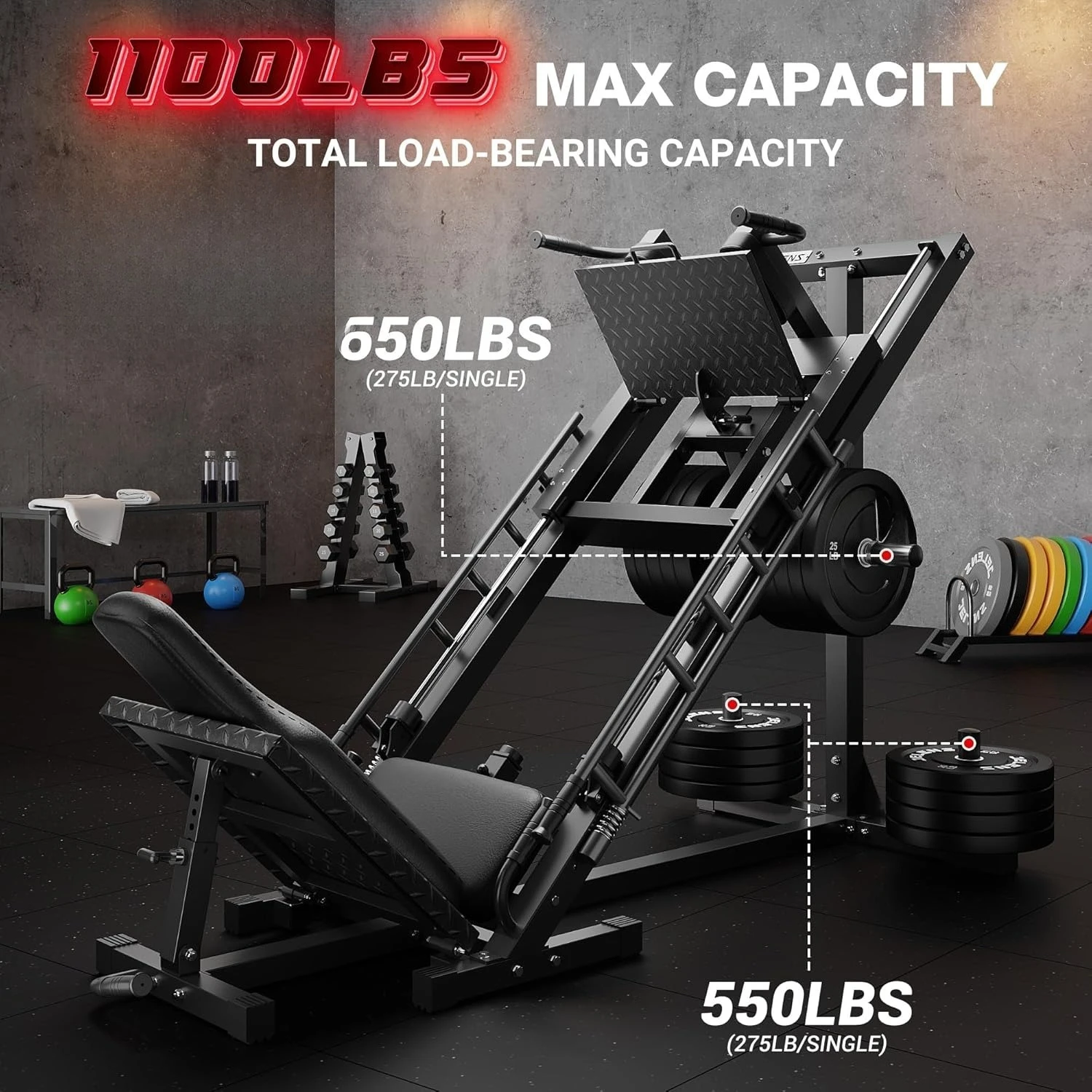 Leg Press Hack Squat Machine, Leg Machine for Home Gym with Linear Bearing, L11 Professional Adjustable Leg, Customized 3