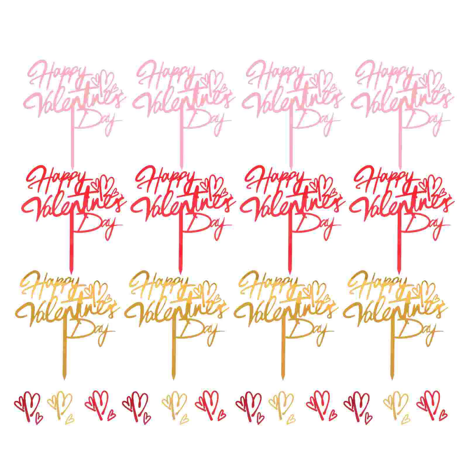

12pcs Valentine's Day Cupcake Toppers Romantic Letter Cake Decors Party Supplies