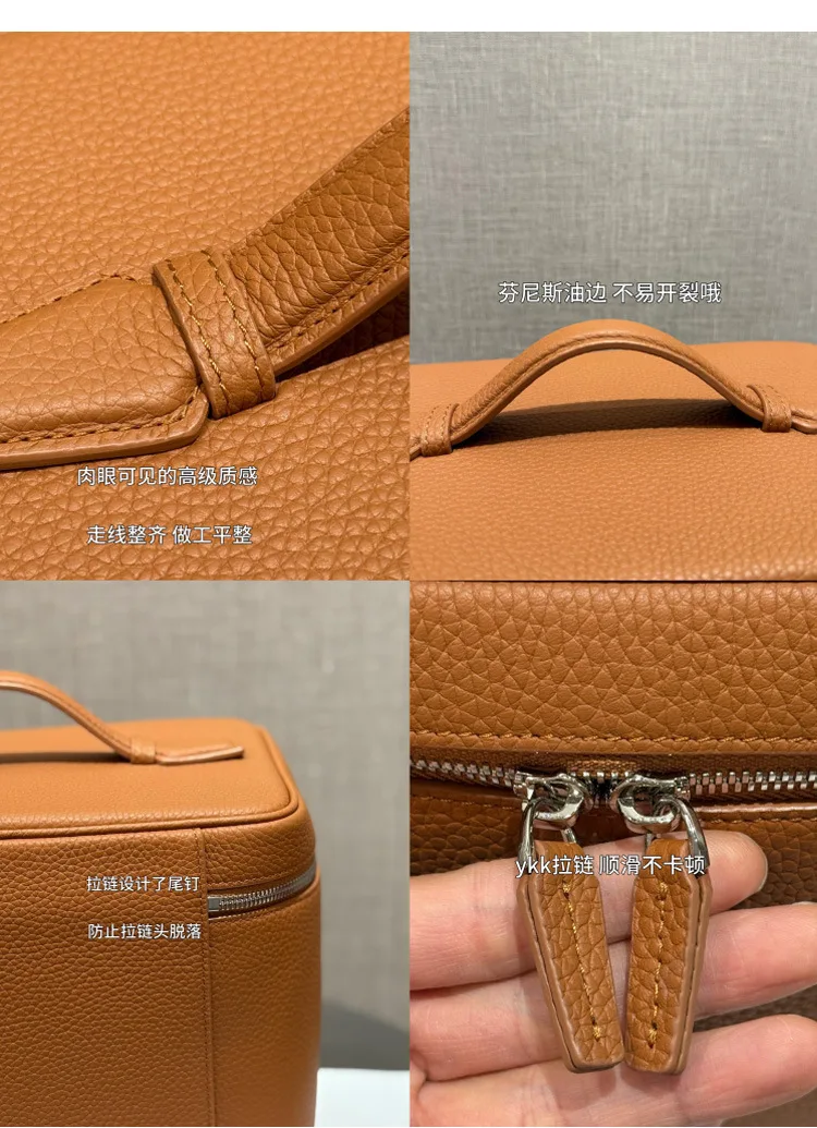 Oberschicht aus Rindsleder, große Make-up-Tasche, hochwertige tragbare und praktische Kulturtasche aus echtem Leder, Aufbewahrung mit großer Kapazität für Reisen – Detail 19