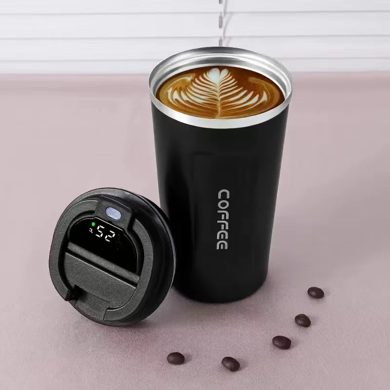 380ML Stainless Steel Car Coffee Cup Leakproof Insulated Thermal Thermos Cup  Car Portable Travel Coffee Mug White 