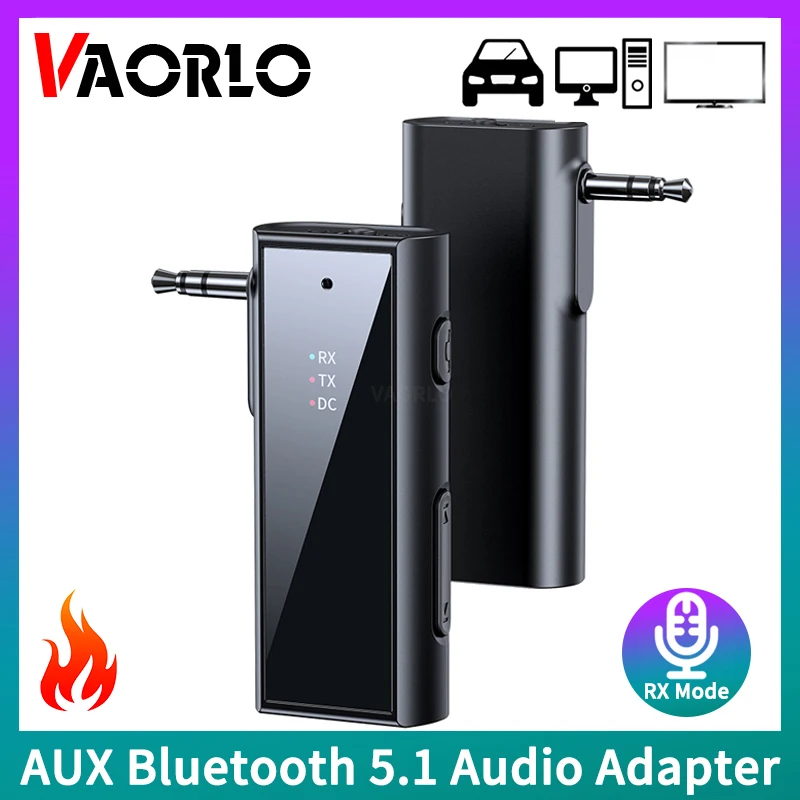 Aux Bluetooth 5.1 Audio Receiver Transmitter 3.5Mm Stereo With Mic Support Tf Card Play Wireless Adapter For Car Tv Pc Headphone