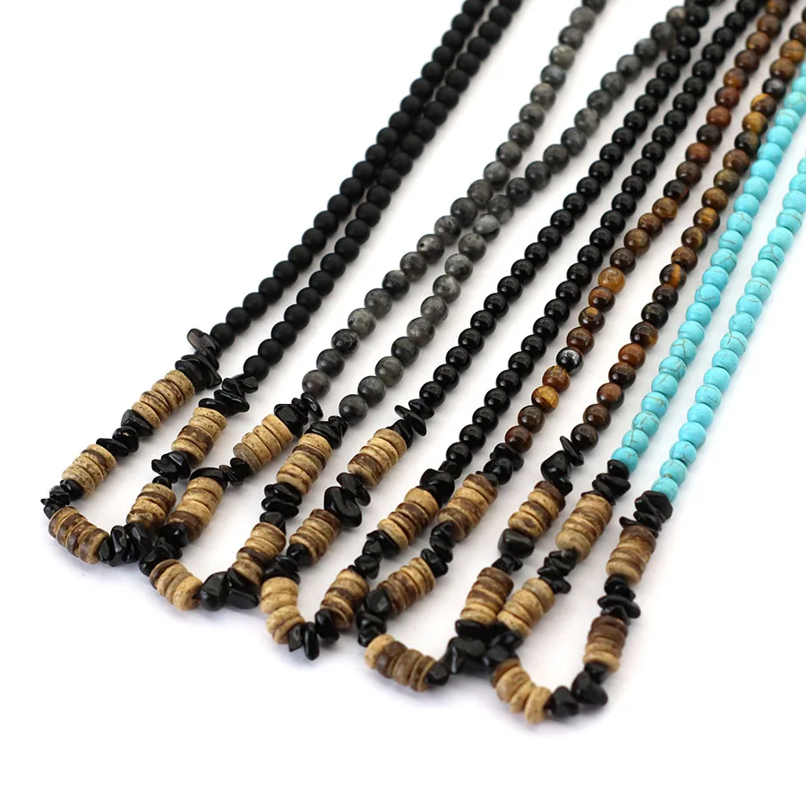 Tiger Eyes Blue Howlite Stone Men Necklace 20 Inches