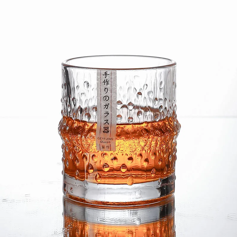Japanese Style Bamboo Joint Old Fashioned Whisky Glasses Raindrop Wooden Box Whiskey Rock Glass Water Drink Cup Beer Mug Tumbler