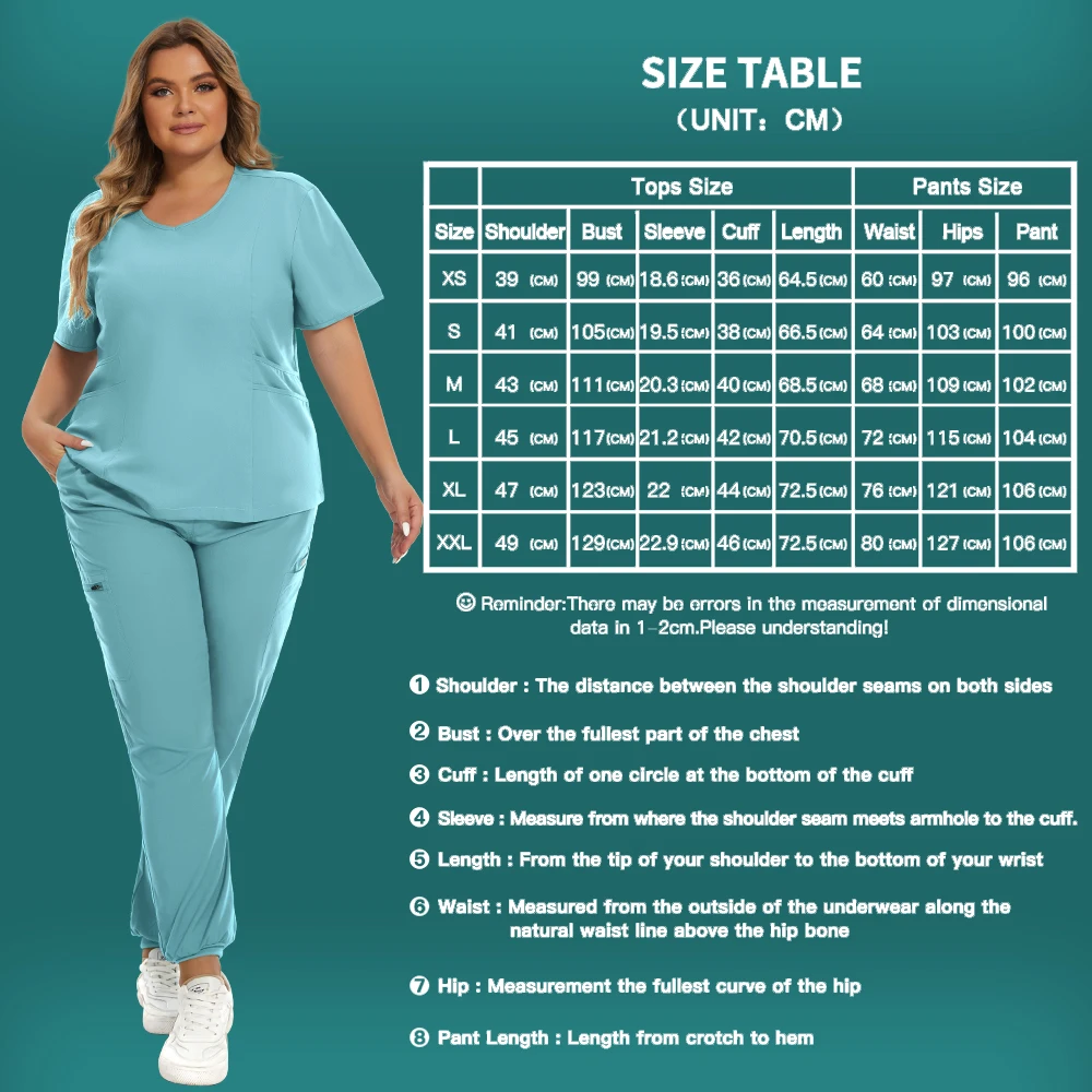 Medical Scrubs Set Women Stretch Work Uniforms Easy Fit Scrubs Tops Pants Jogger Set Hospital Nurse Uniform Dentist Overalls XXL images - 6