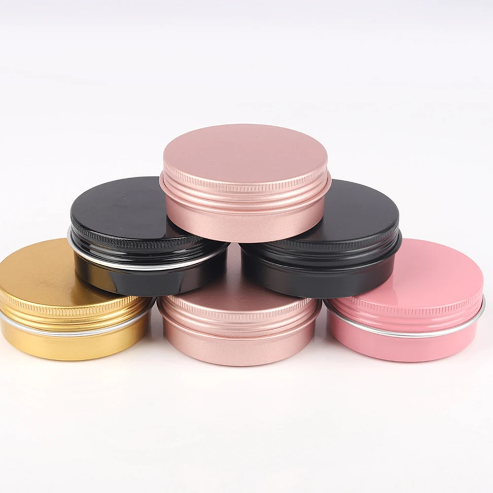 

50Pcs Cream Jar Round Tin Cosmetic Lip Balm Containers Nail Craft Pot Refillable Bottle Screw Thread Lids Empty Aluminum Cans