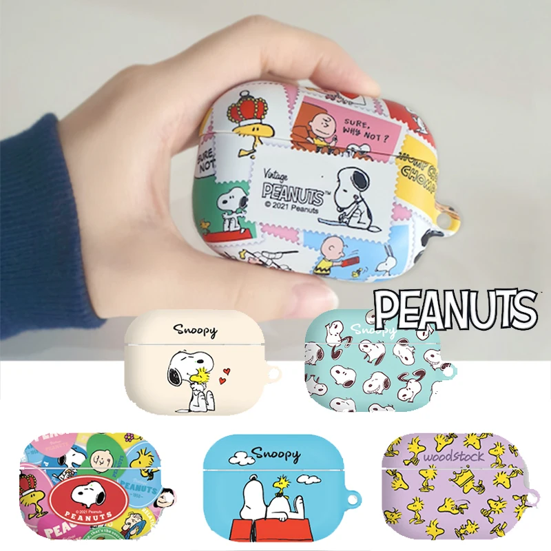 

Korea Peanuts Snoopy Cartoon Applicable Airpods Pro Wireless Bluetooth Headset Protective Cover Pro2 Generation 3/12 Hard Case