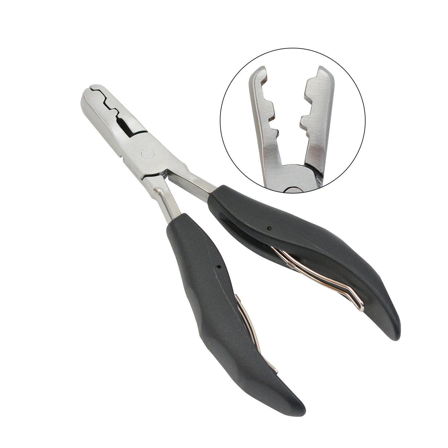 1 Piece Black Flat Shape Hair Pliers Stainless Steel Pliers with 3mm and 5mm U shaped for Hair Extensions Tool