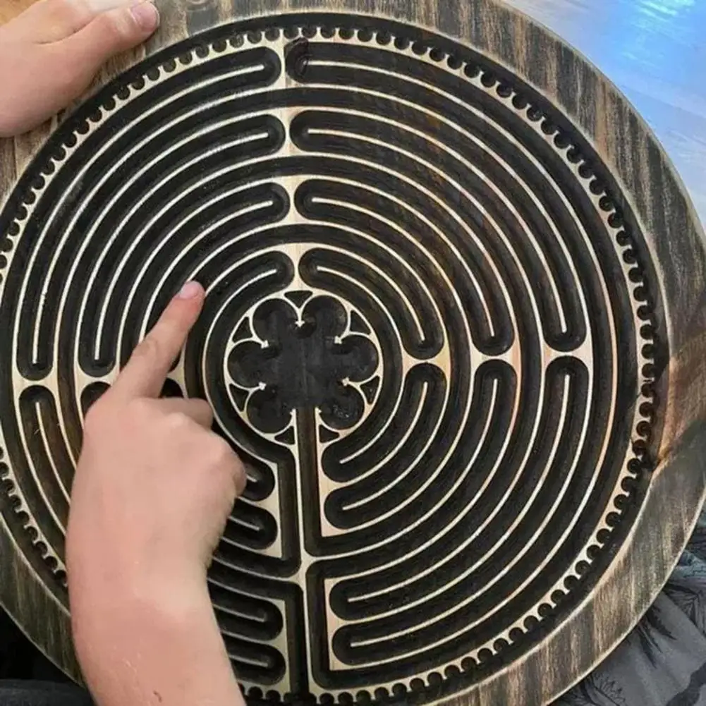 20cm Finger Maze Wooden Handcrafted Reduce Stress Find Peace And Focus Meditation Finger Labyrinth Friends Gift Prayer Tools