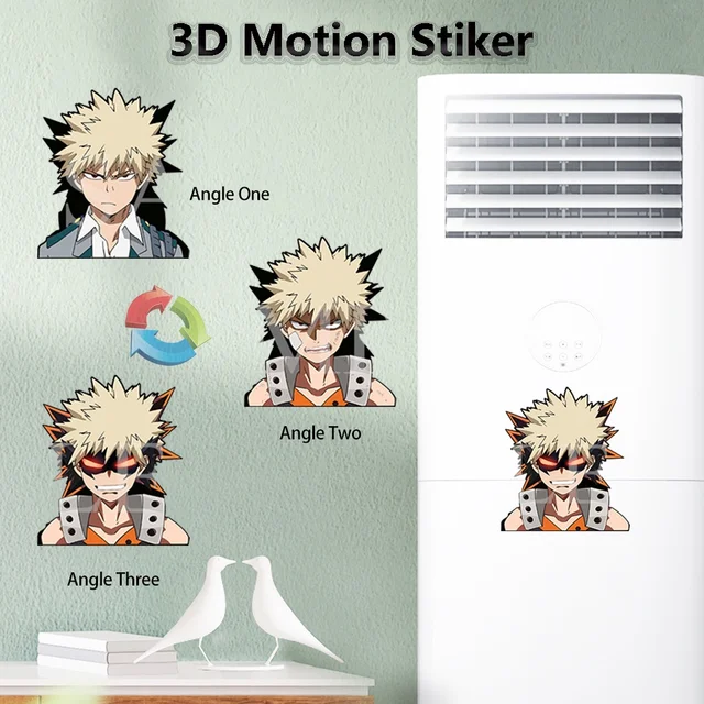 Hero Academia 3D Anime Matricák Mozgás Rajzfilm Önálló Matrica Autó Hűtőszekrény Poggyász Vízálló Lentikuláris
