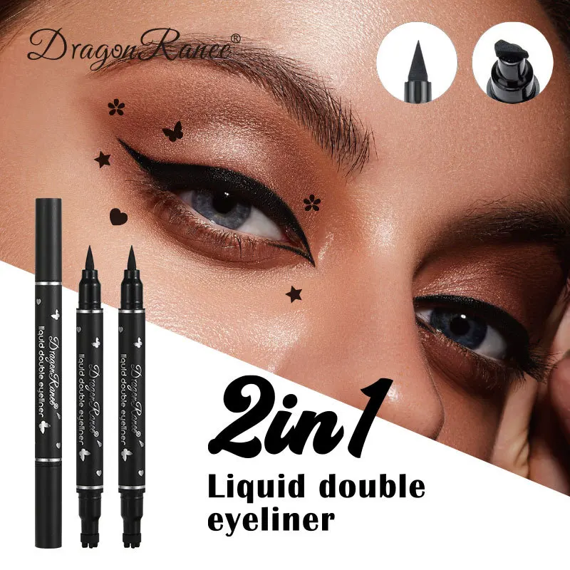 Dragon Ranee Double head Star Seal Eyeliner waterproof non-smudging novice heart plum embellished eye tail eyeliner 2