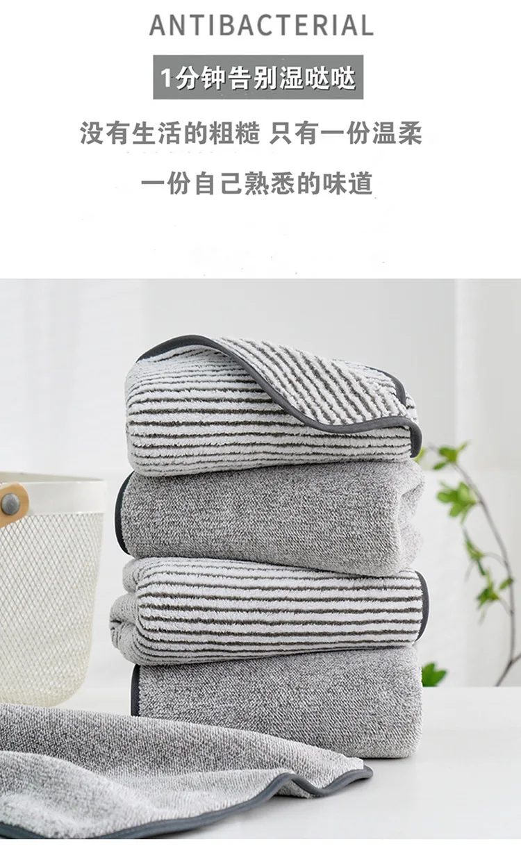 Description Picture 2 of itemFace Towel Minimalism Antibacterial Bamboo Charcoal Fiber Thickened Coral Fleece Absorbent Hair Towel